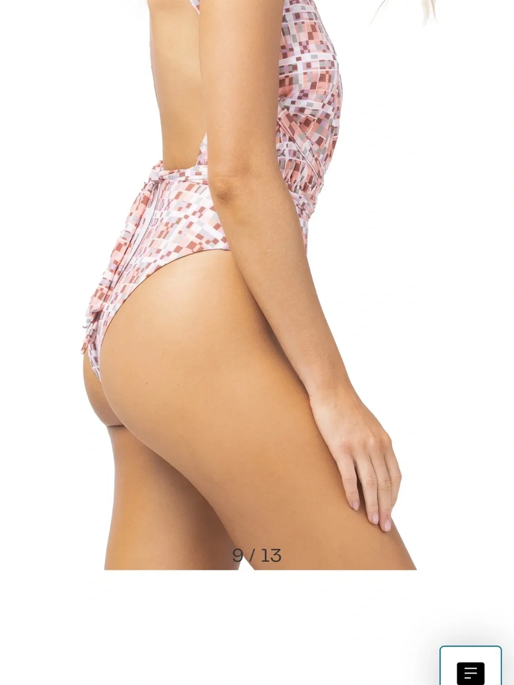 l*space Pink Multi Square-Print One-Piece Swimsuit multi ways to wear NWT LARGE